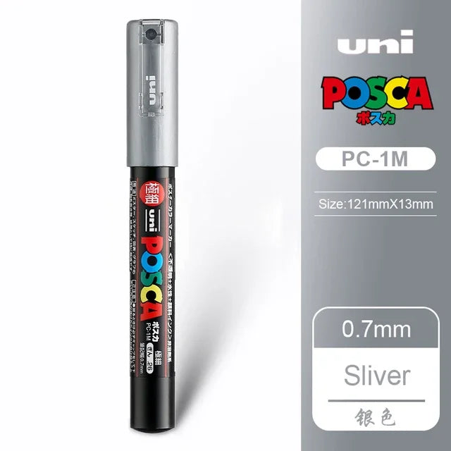 🎨 UNI POSCA Acrylic Paint Marker Set – PC-1M / PC-3M / PC-5M Quick-Dry Permanent Paint Pens