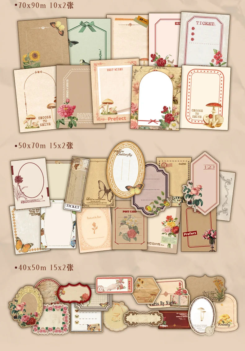 100PCS Retro Scrapbook Paper Set – DIY Collage, Journal & Album Craft Materials