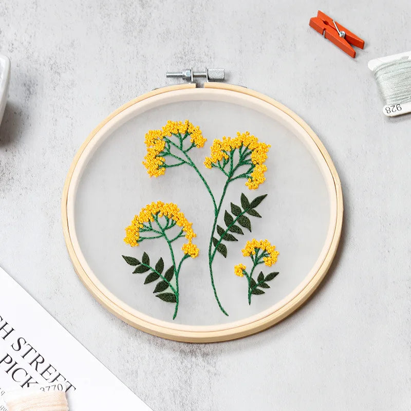 DIY Floral Embroidery Round Cross Stitch Kit