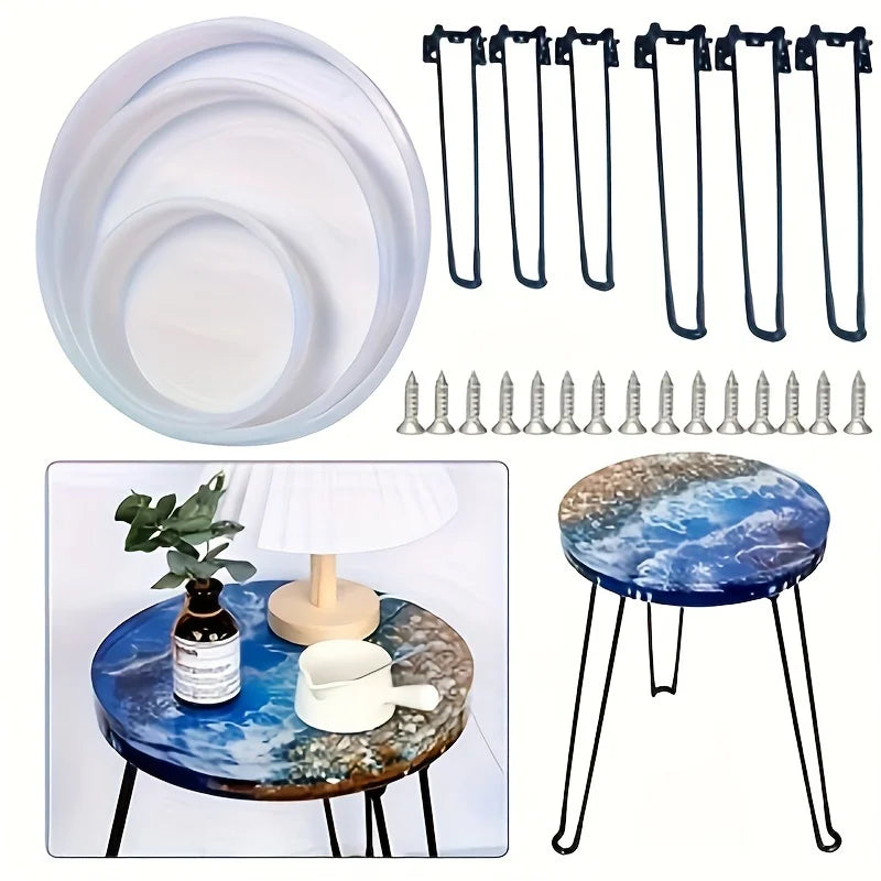 Epoxy Resin Table Tool Set – Round Molds, Table Legs & Screw Kit