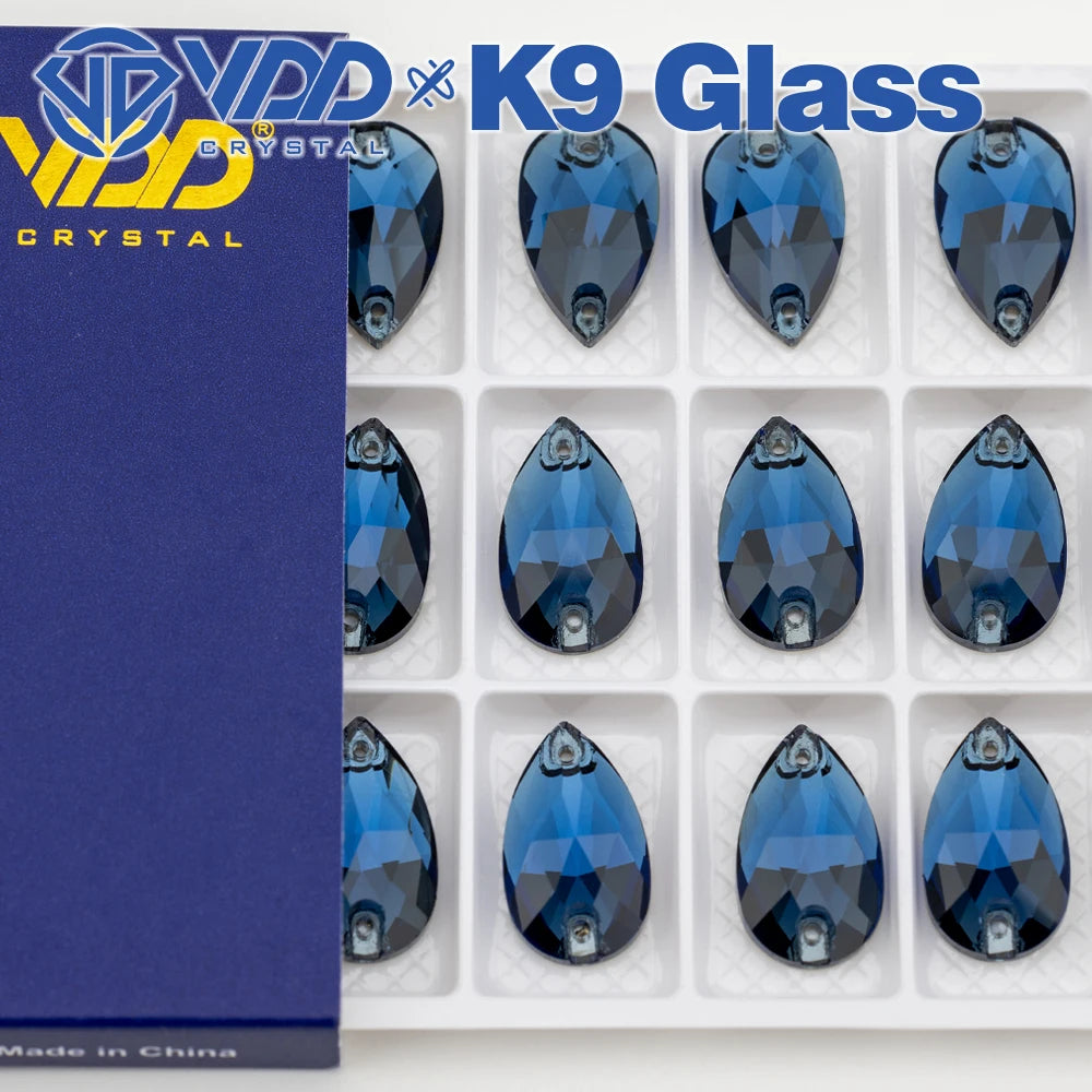VDD Pear-Shaped K9 Glass Sew-On Rhinestones – Multicolor Crystal Stones