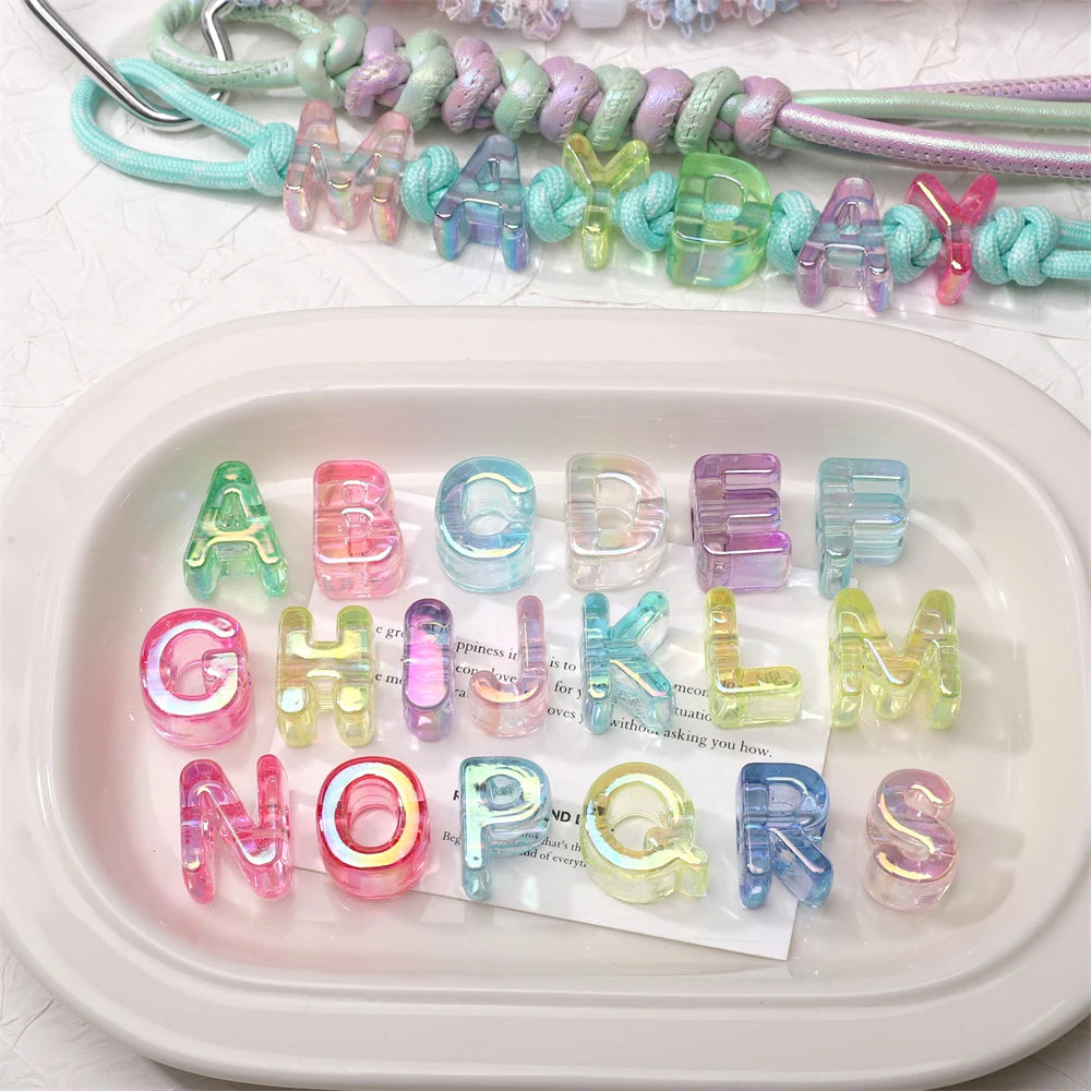Mixed Color Acrylic Letter Beads – 5PCS Clear Spacer Beads for Jewelry & DIY Crafts