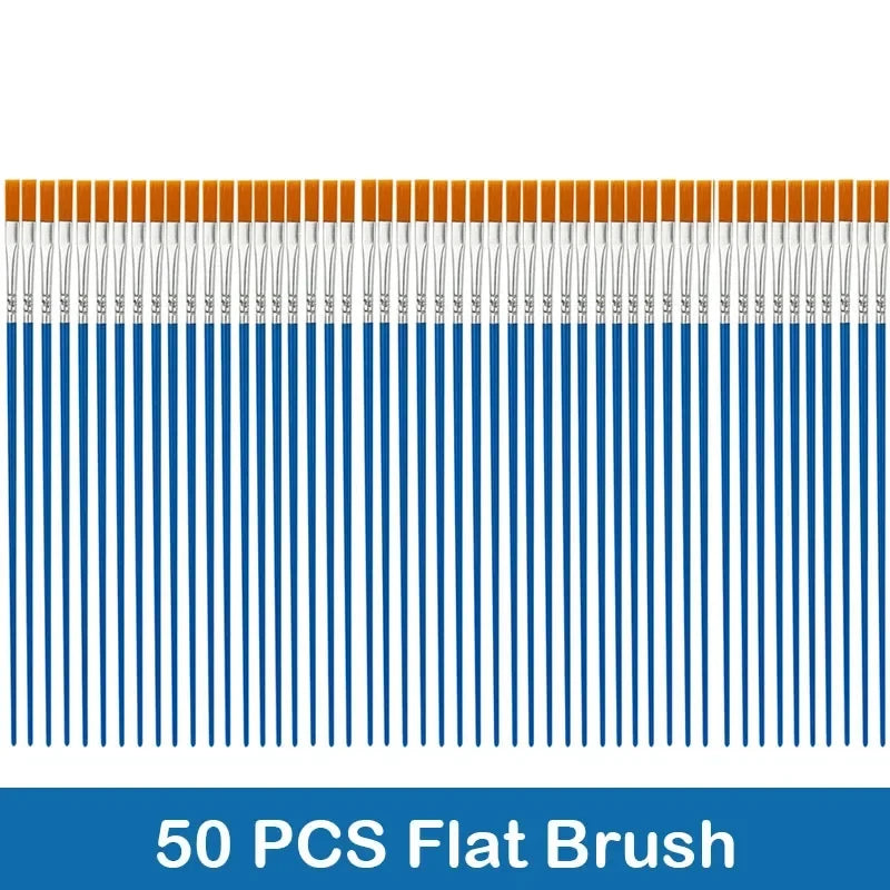 Nylon Hair Paint Brushes – Round & Flat Brush Set for Oil, Acrylic & Watercolor