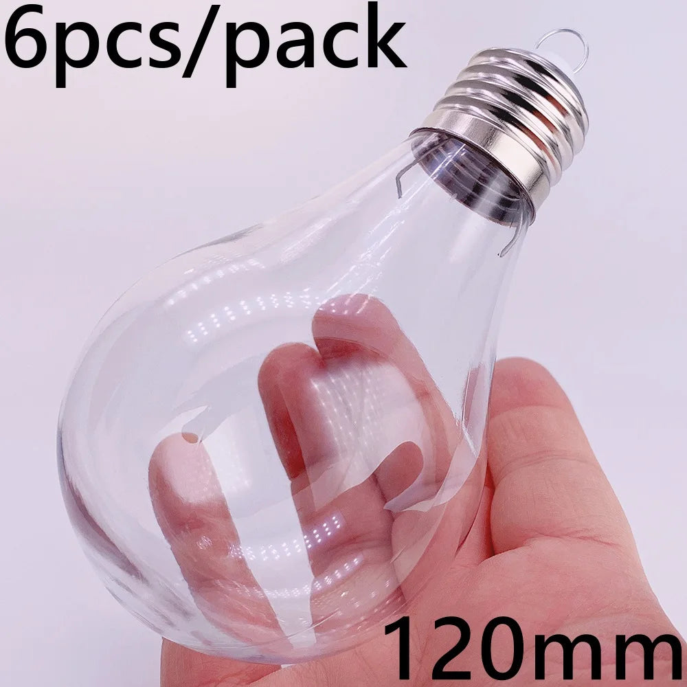 6pcs Transparent Shatterproof Christmas Baubles – 80mm Plastic Ornaments