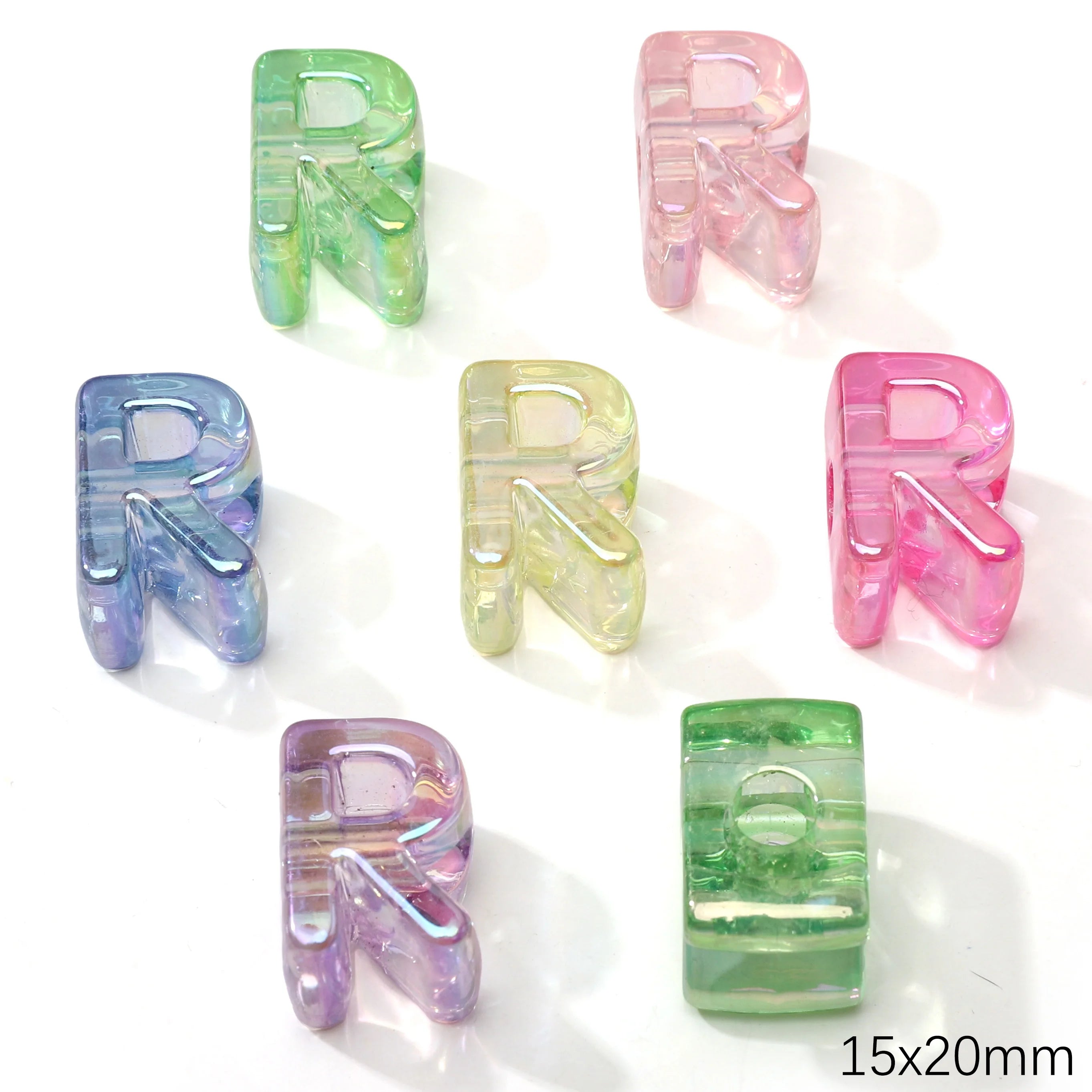 Mixed Color Acrylic Letter Beads – 5PCS Clear Spacer Beads for Jewelry & DIY Crafts