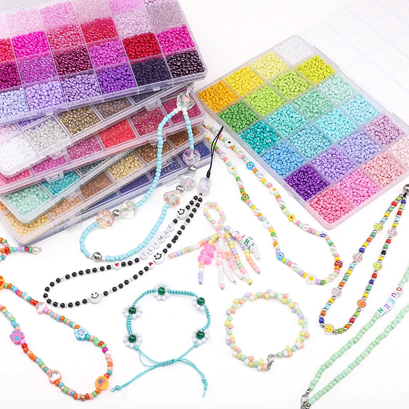 24-Grid Rice Bead Set (5200PCS) – Colorful DIY Jewelry Making Kit