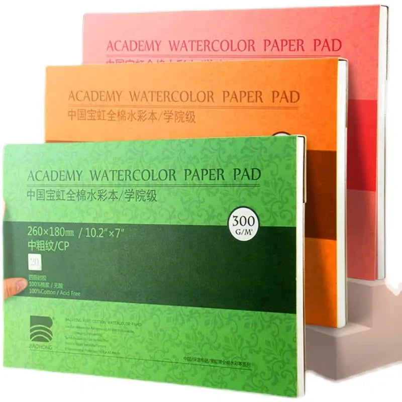 100% Cotton Watercolor Paper Pad – 20 Sheets, 200gsm/300gsm