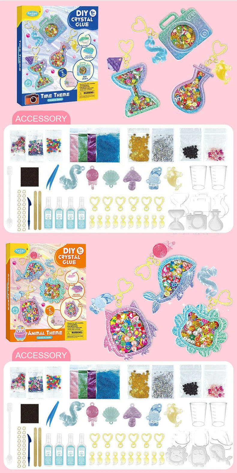 Kids DIY Crystal Glue Keychain Craft Kit – Fun Art Set for Girls
