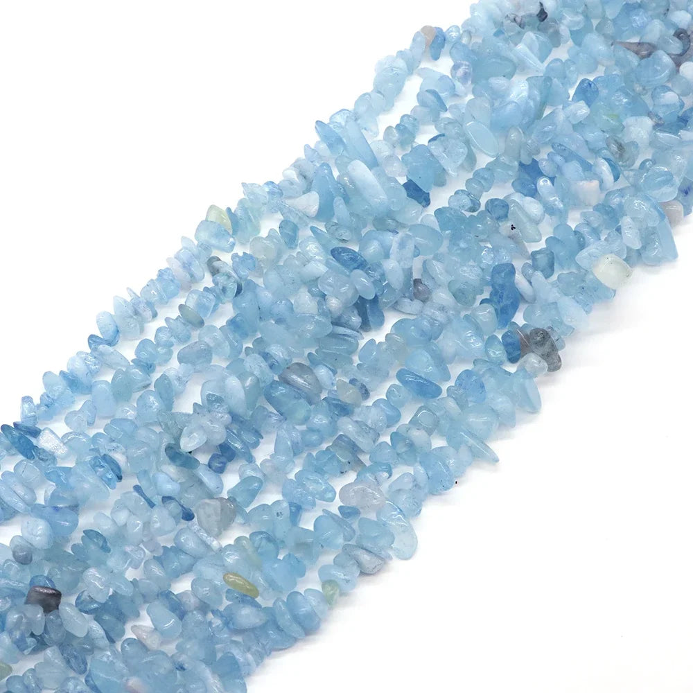 Natural Aquamarine Quartz Beads – Freeform Chips for DIY Jewelry & Crafts
