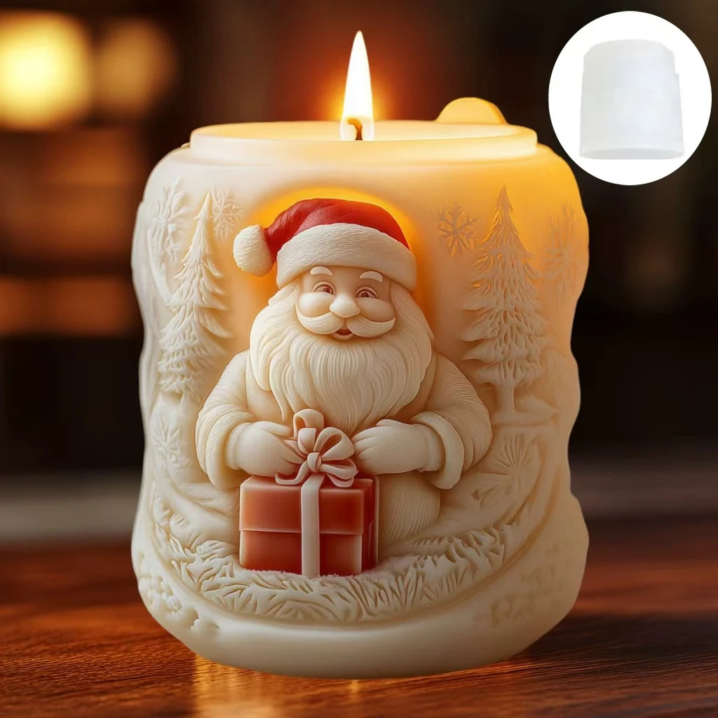 3D Reindeer & Santa Silicone Candle Mold – Christmas Resin Mold