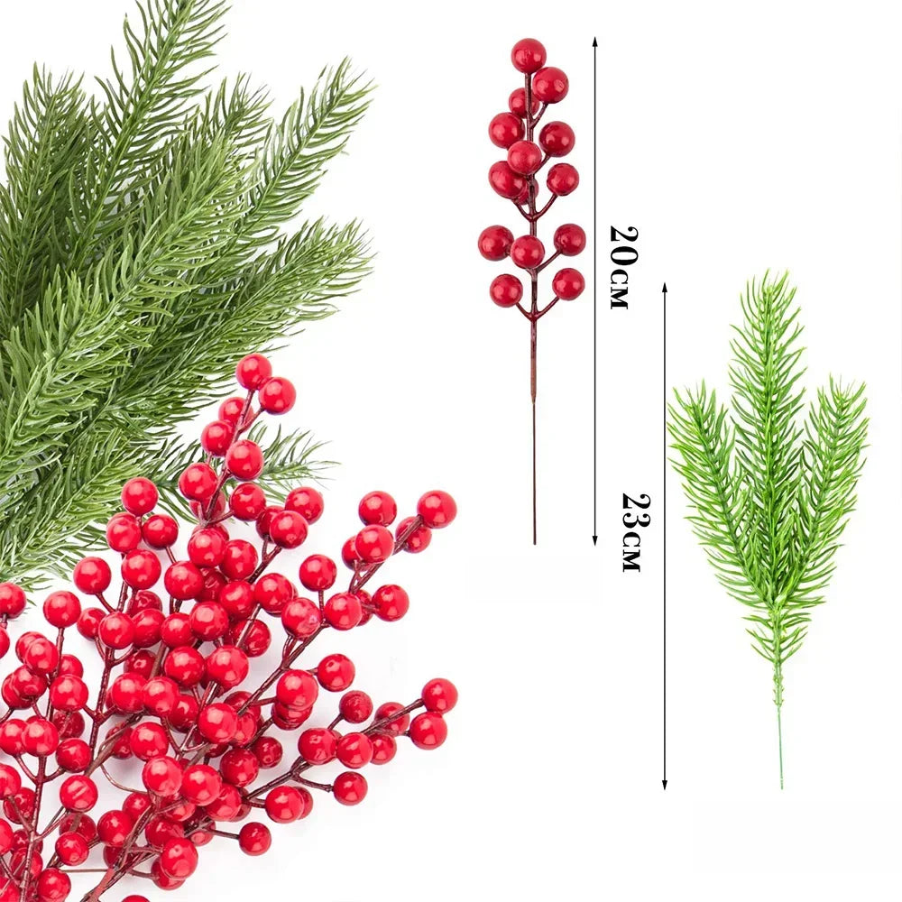 Artificial Pine Branches with Red Berries – Christmas Décor