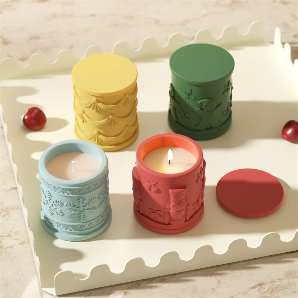 Christmas Candle Jar Silicone Mold – Nicole Christmas Tales Gypsum & Jesmonite Mold