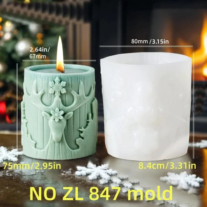 3D Reindeer & Santa Silicone Candle Mold – Christmas Resin Mold