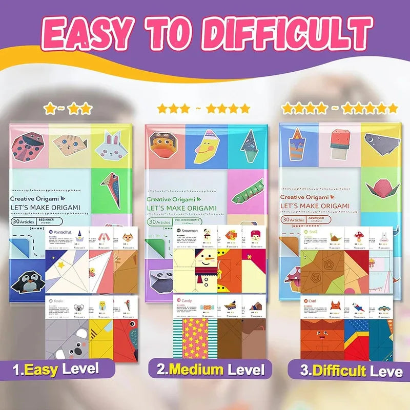 Origami Paper Folding Kit – 30/96 Sheets with Instruction Book for Kids & Beginners