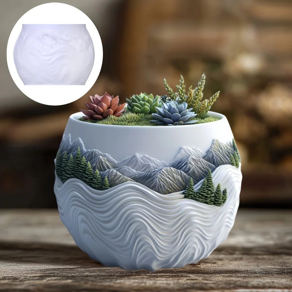 Mountain Landscape Silicone Mold – DIY Resin Planter, Trinket Box & Candle Cup