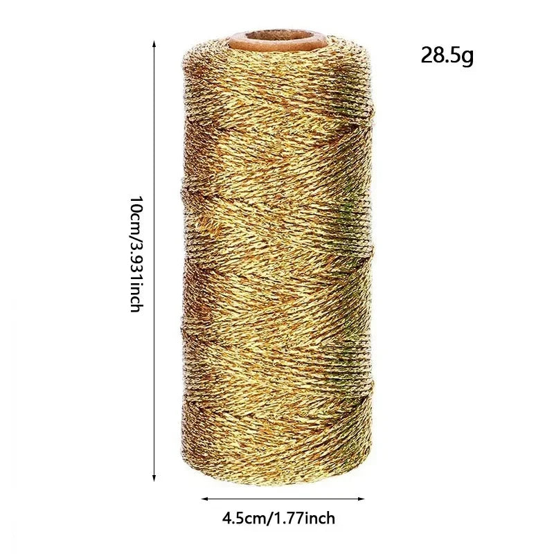 1mm Gold & Silver Twisted Macrame Cord – 100M Metallic Rope for DIY Crafts