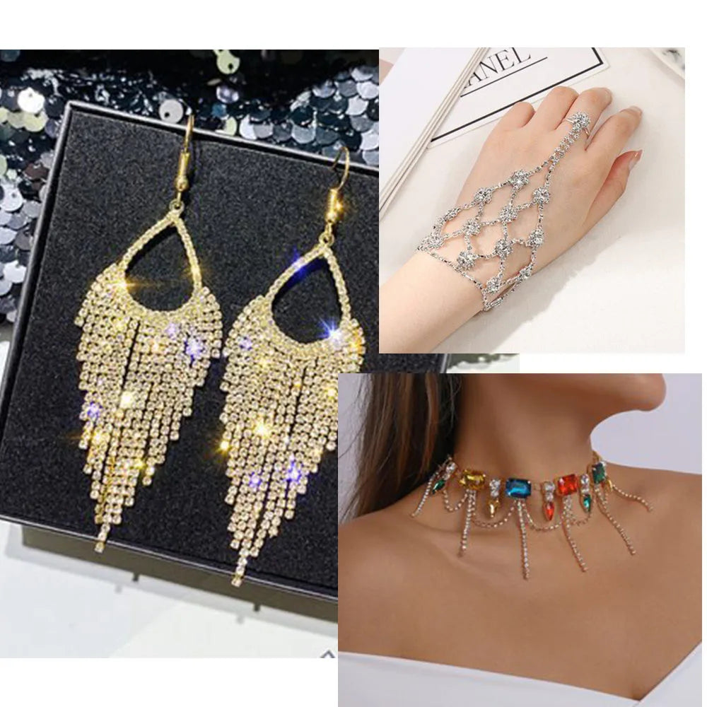 CARLOW AAAAA 3-Row Rhinestone Cup Chain – Gold Base