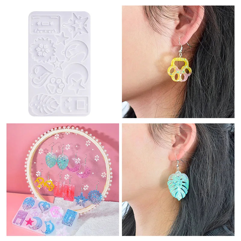 DIY Earring & Charm Mold – Heart, Leaf, Moon Shapes