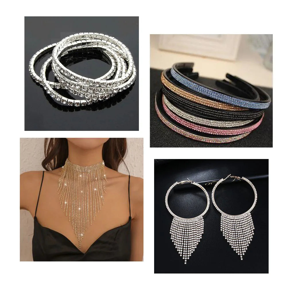 CARLOW AAAAA 3-Row Rhinestone Cup Chain – Gold Base