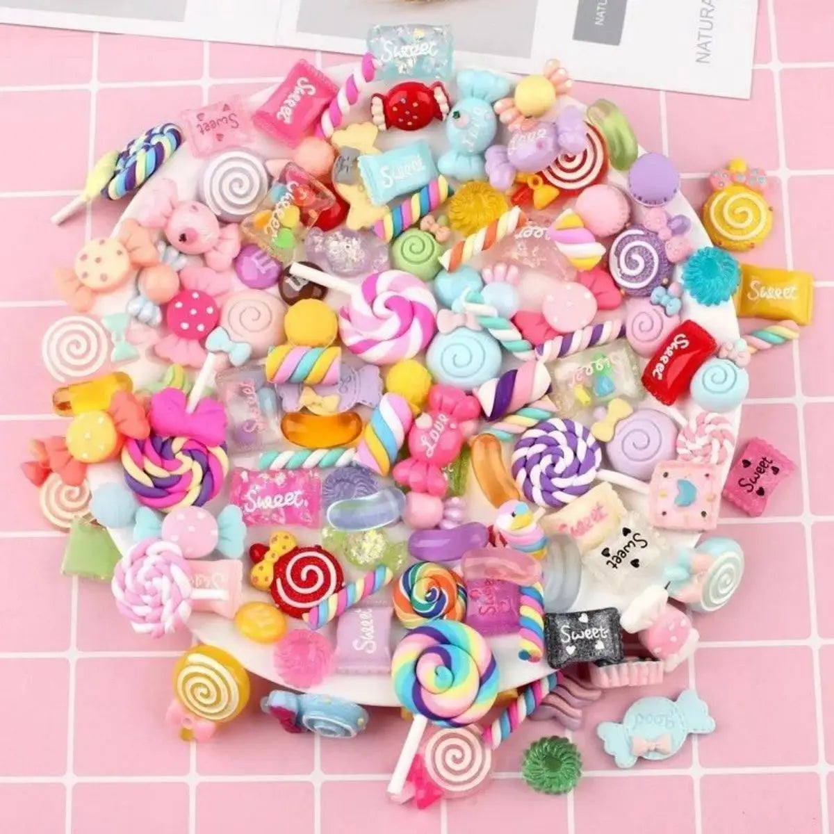 30pcs Candy Resin Slime Charms – Cute Mixed Flatback Sweets for DIY Crafts