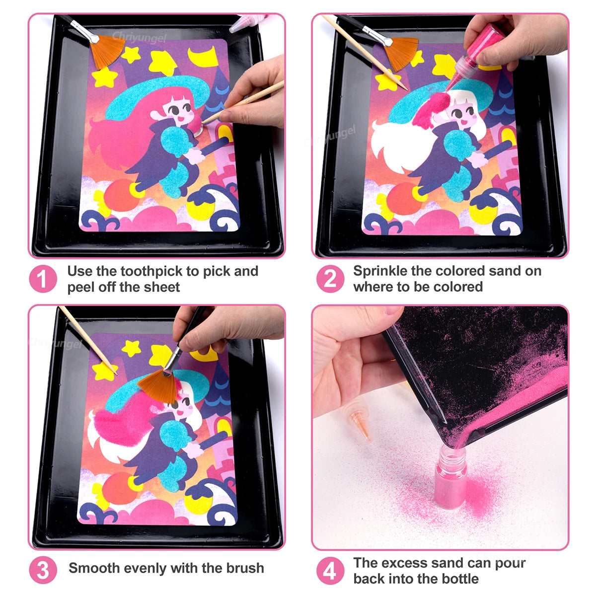 Magic Sand Art Kit – Princess, Castle & Animal Cards