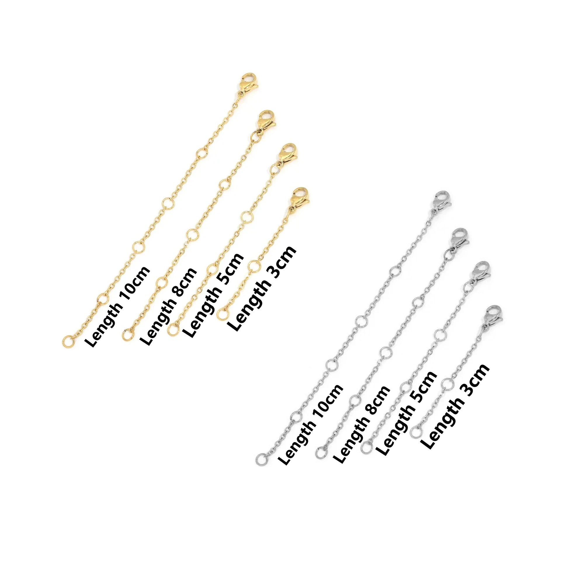 10PCS Stainless Steel Extension Chains with Lobster Clasps – DIY Jewelry Connectors