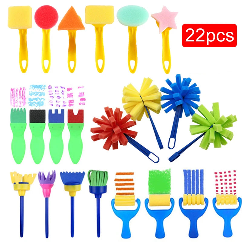 Painting Sponge Brush Set – Kids’ Art Tools for DIY Crafts & Drawing