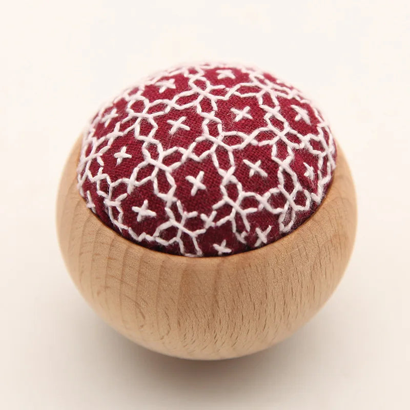 DIY Sashiko Pin Cushion with Wooden Base
