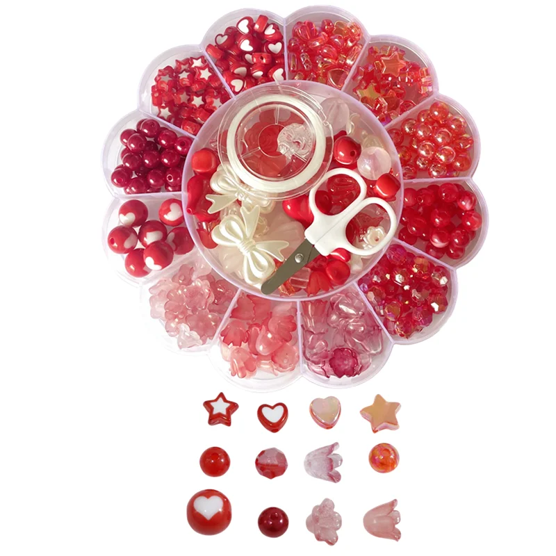 13-Grid Purple Plum Blossom Acrylic Beads Set