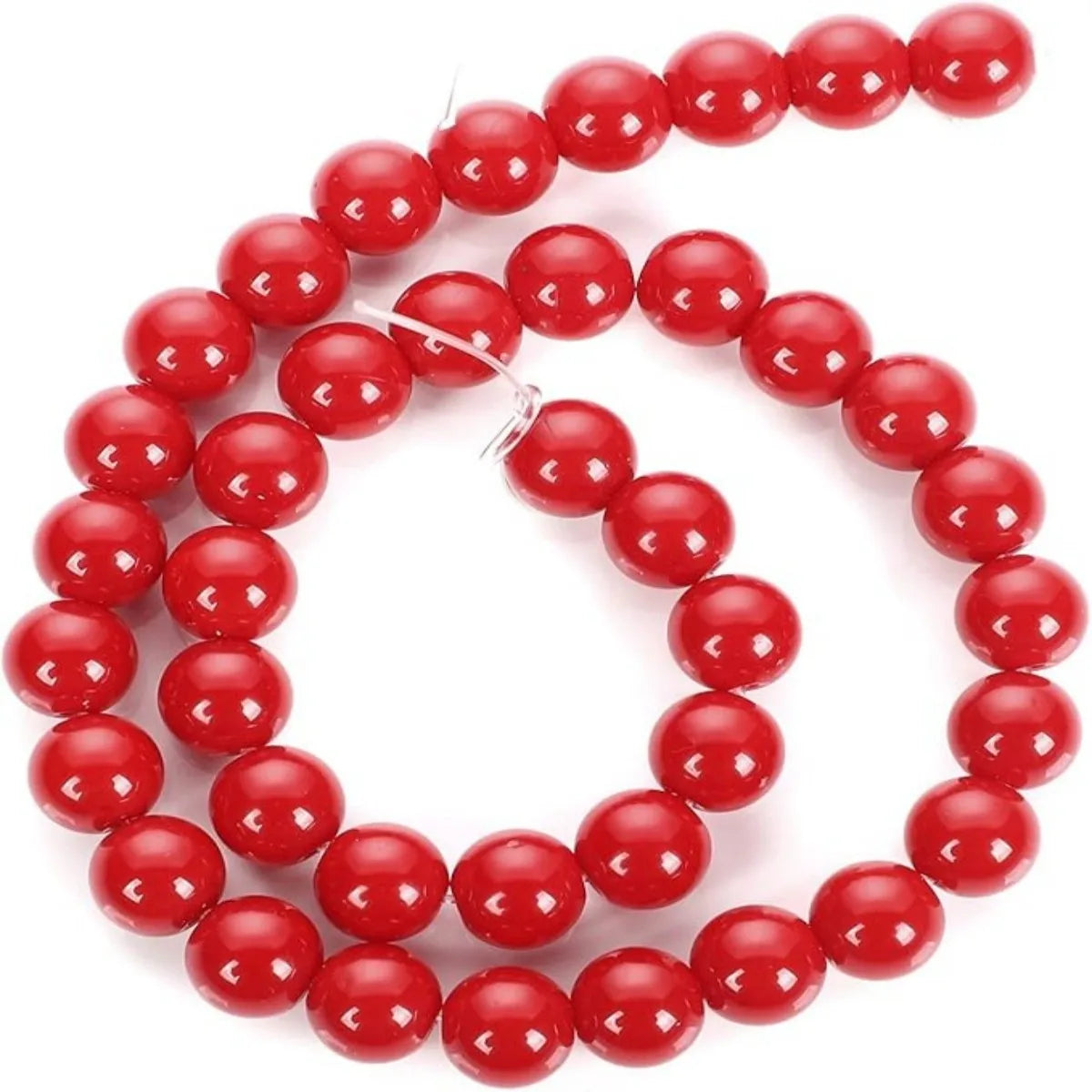 Red Coral Glass Beads – Round Loose Spacer Beads for DIY Jewelry (6/8/10mm)