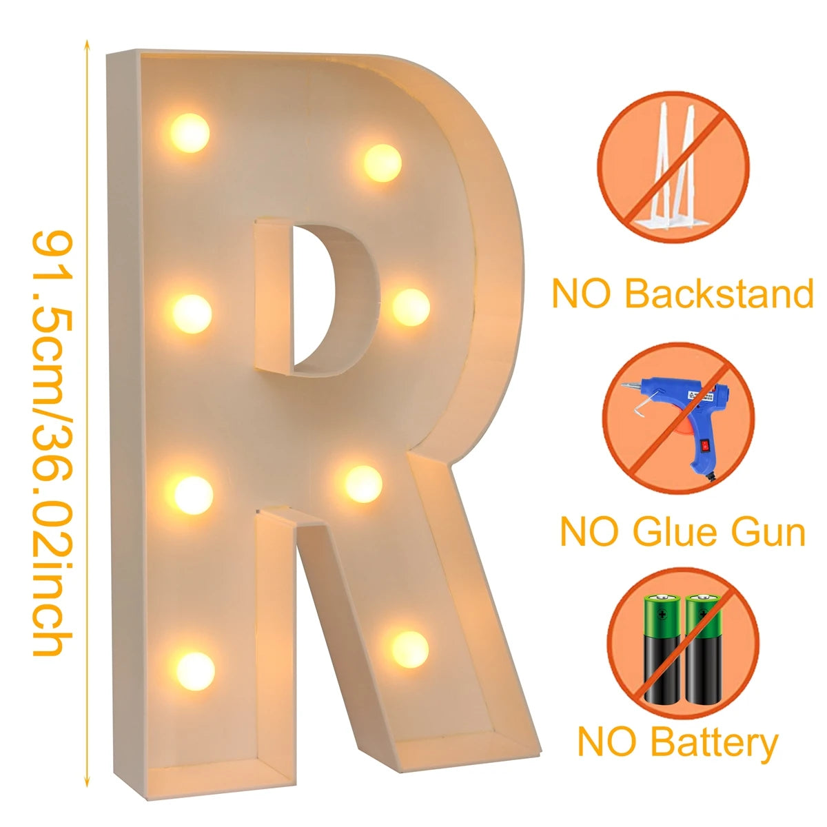 91.5CM Giant LED Letter Light Box – DIY Name Balloon Frame for Party Décor
