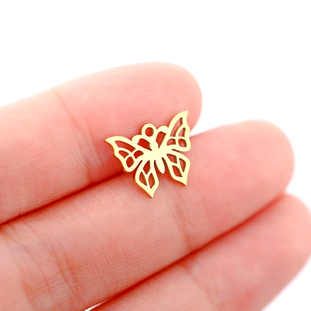 Mixed Animal Charms Set – Stainless Steel Bee, Butterfly, Owl & Heart Pendants (5PCS)