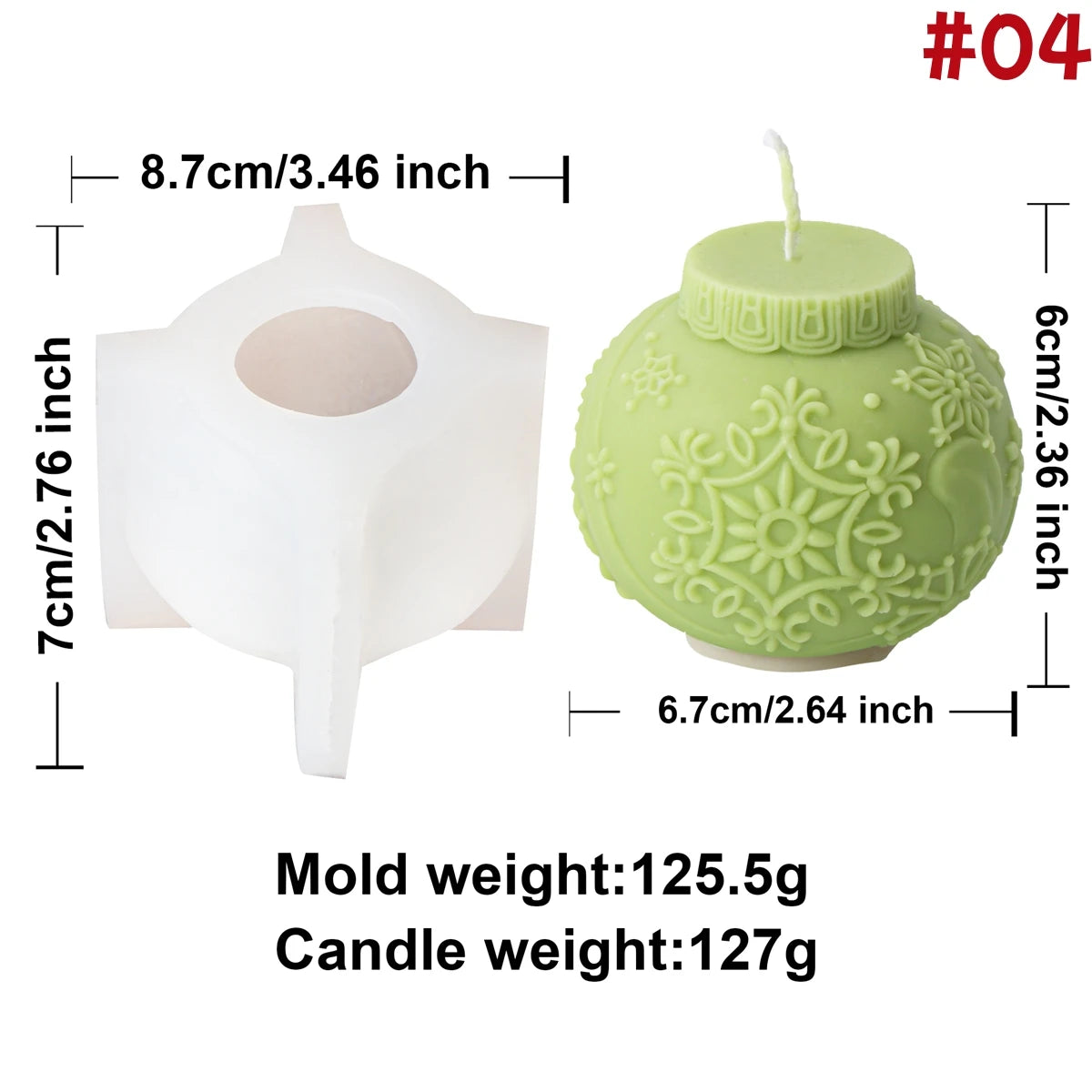 3D Christmas Ball Candle Mold – Silicone Embossed Lantern Mold for DIY Crafts