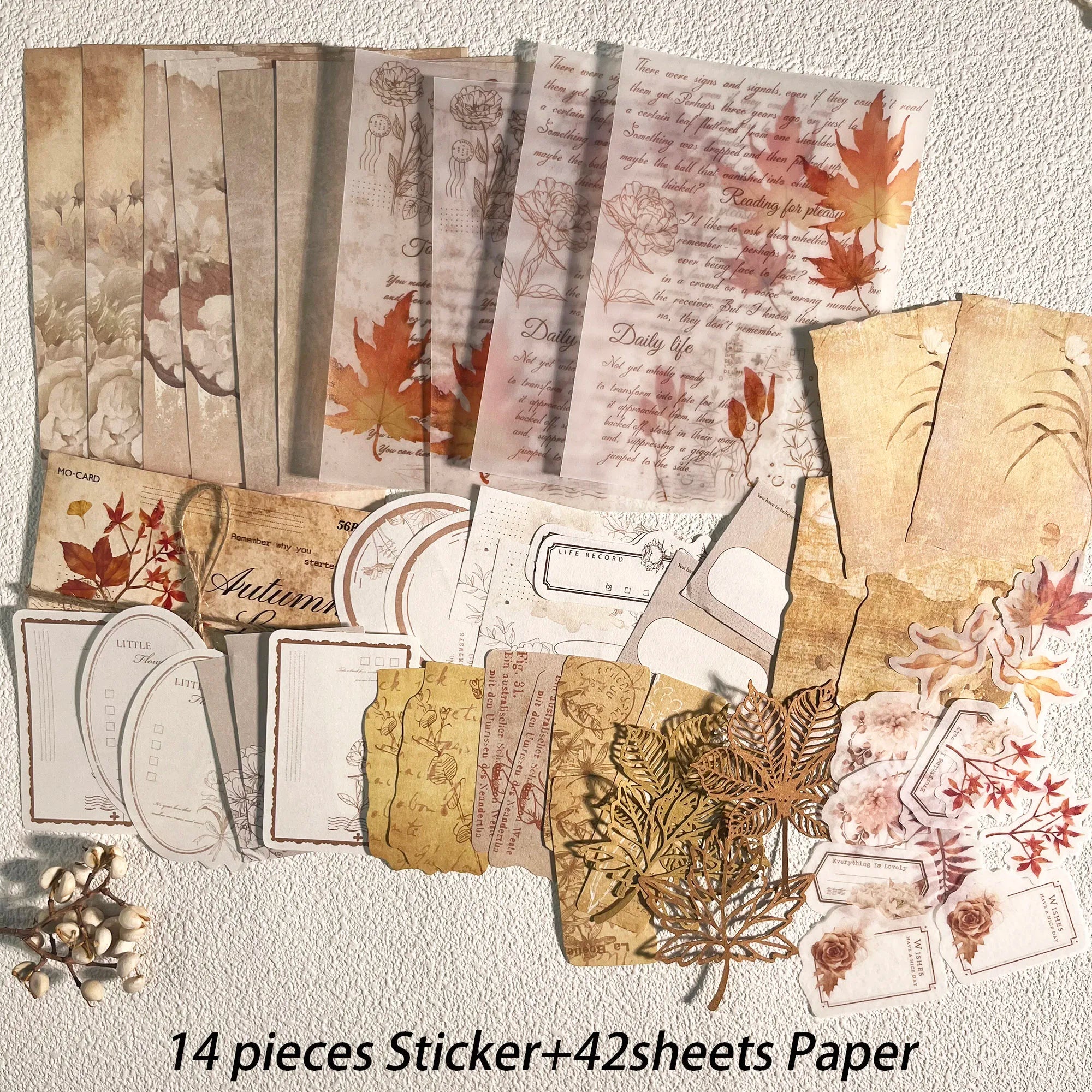 Vintage Aesthetic Scrapbook Kit – 56PCS Stickers & Papers for DIY Crafts & Journals