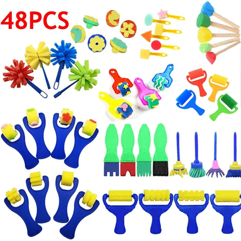 Painting Sponge Brush Set – Kids’ Art Tools for DIY Crafts & Drawing