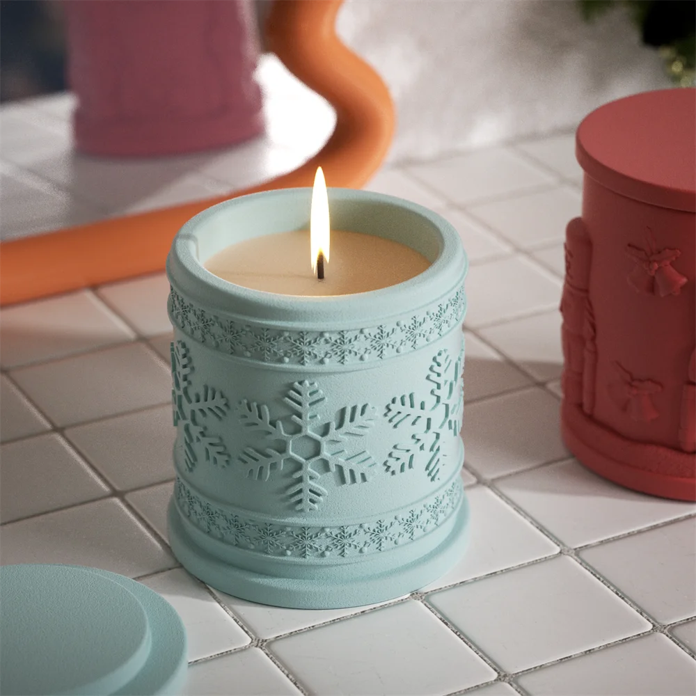 Christmas Candle Jar Silicone Mold – Nicole Christmas Tales Gypsum & Jesmonite Mold