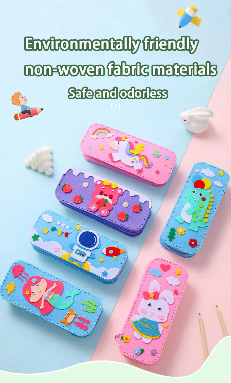 DIY Sewing Stationery Bag Kit – Non-Woven Craft Set for Kids