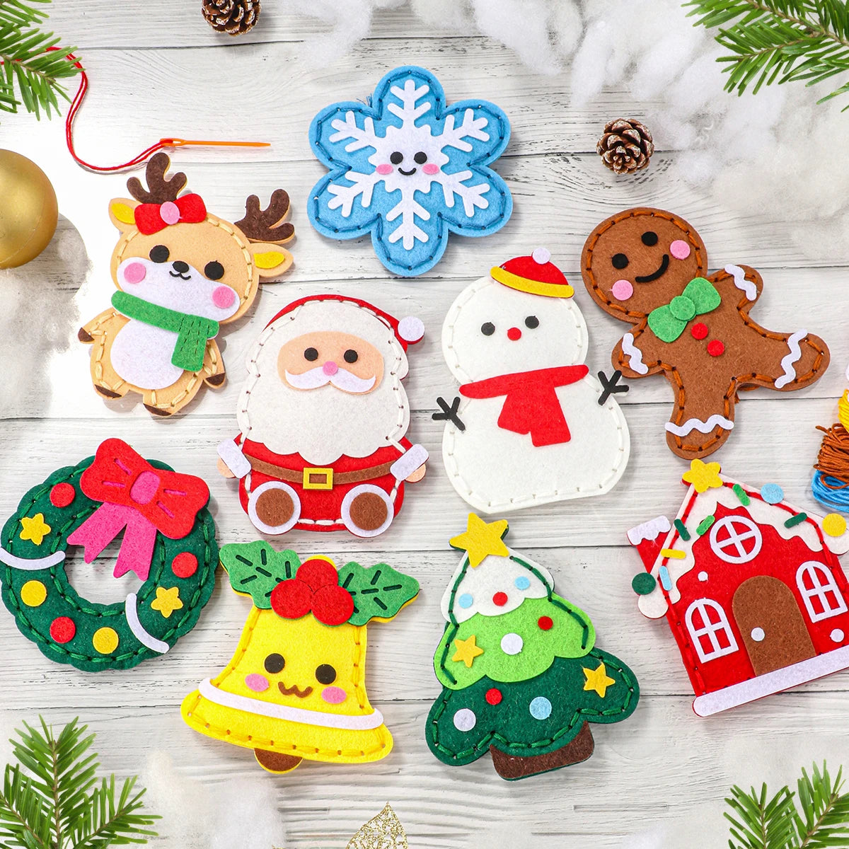 9-Piece DIY Christmas Sewing Kit – Beginner-Friendly Ornaments