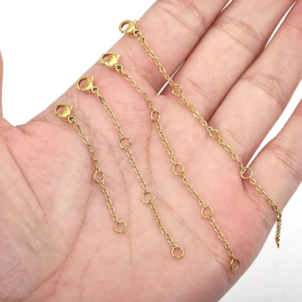 10PCS Stainless Steel Extension Chains with Lobster Clasps – DIY Jewelry Connectors