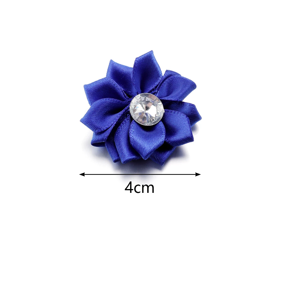 Mini Satin Ribbon Flowers with Rhinestones – 20pcs (40mm)