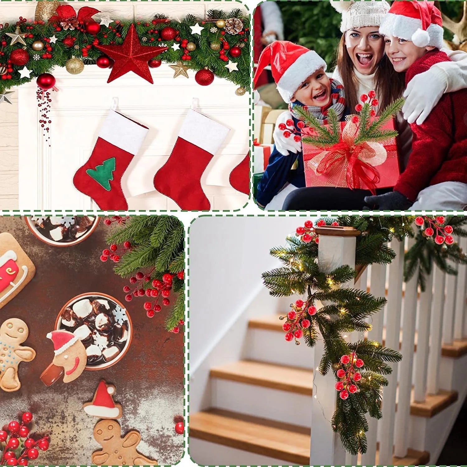 Artificial Pine Branches with Red Berries – Christmas Décor