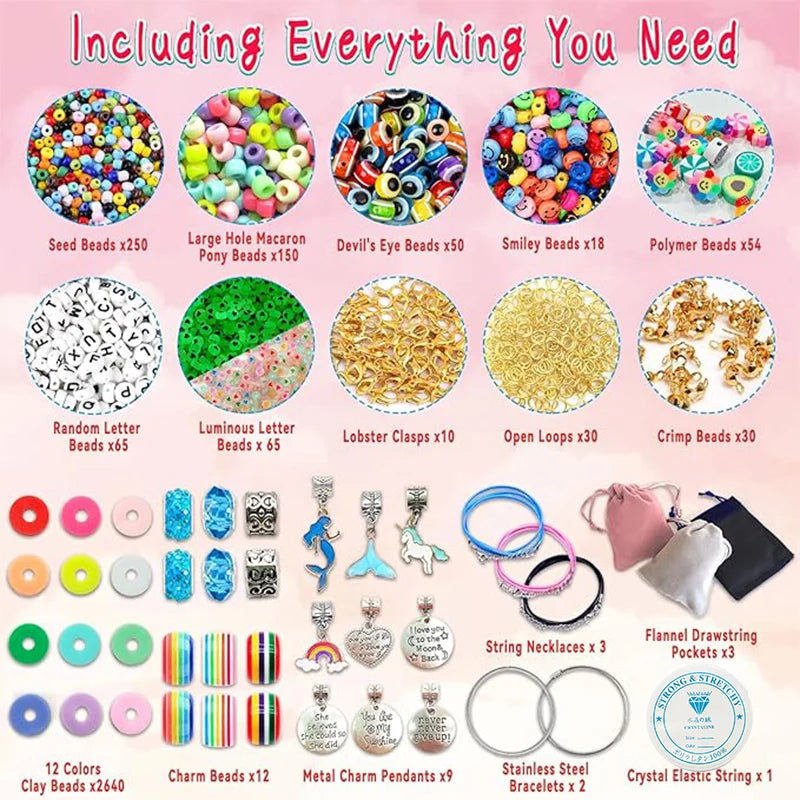 3400pcs Beads & Charms Jewelry Making Kit – DIY Bracelet Supplies
