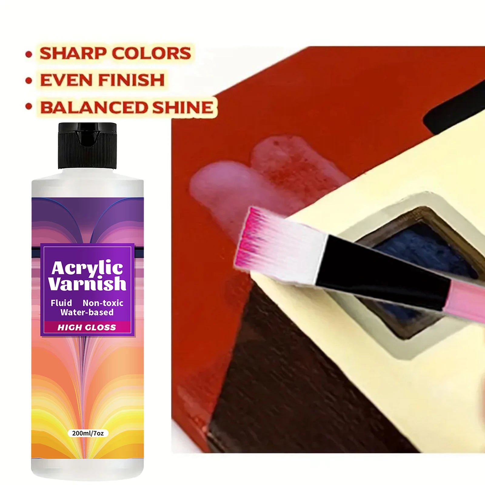 200ML Acrylic Varnish – High Gloss Clear Protective Sealant for Paintings & Crafts