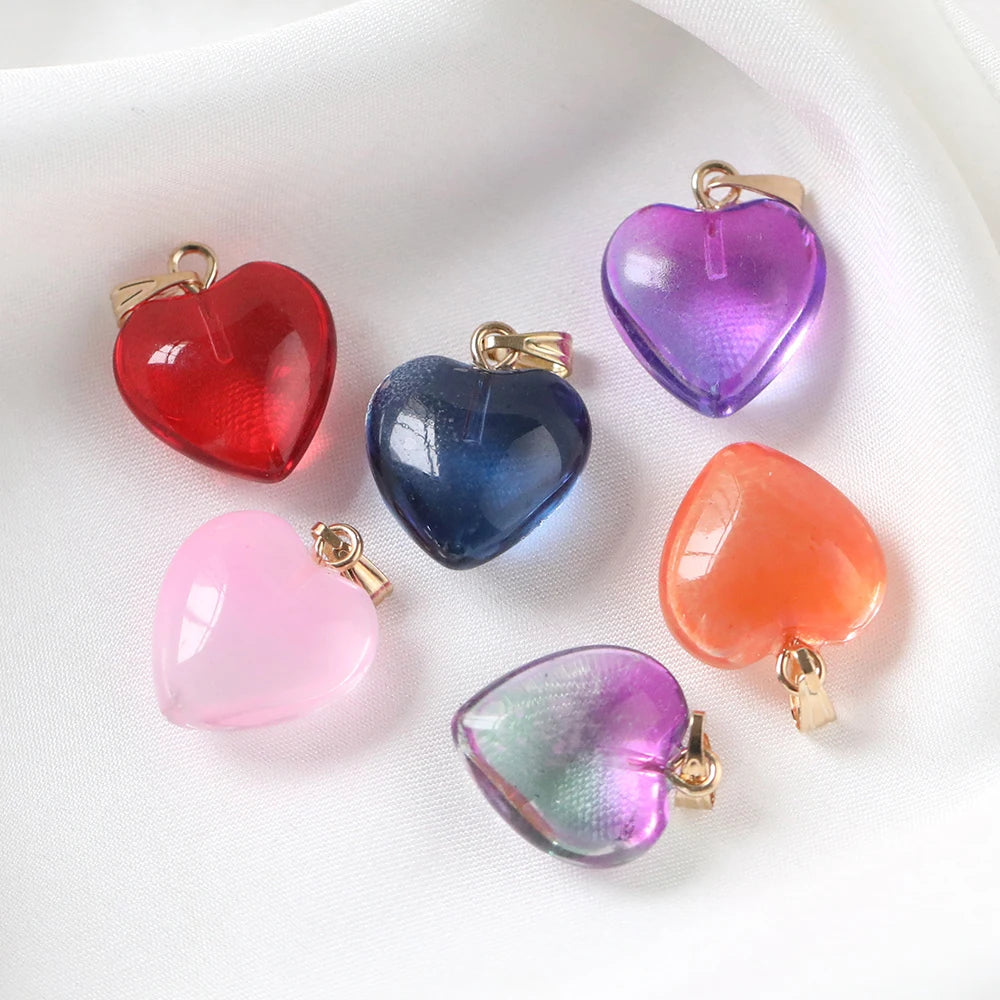 Lampwork Heart Glass Bead Charms (10pcs)