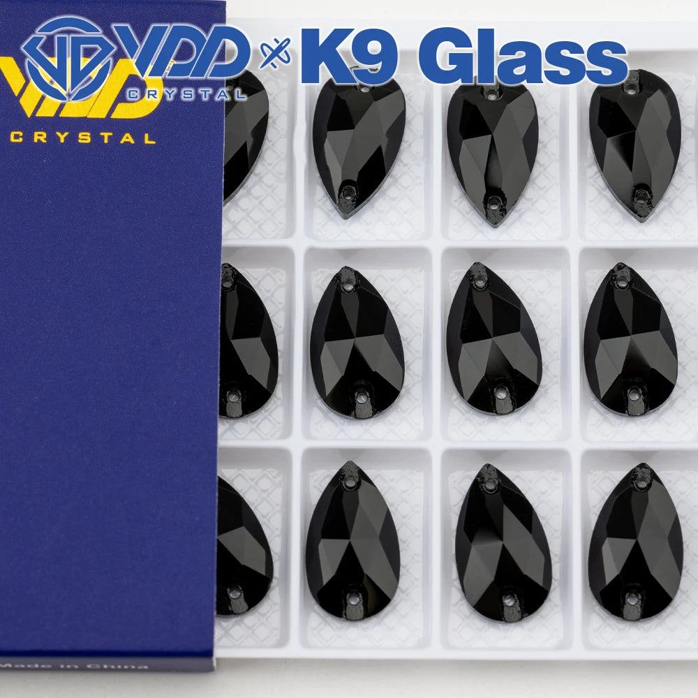 VDD Pear-Shaped K9 Glass Sew-On Rhinestones – Multicolor Crystal Stones