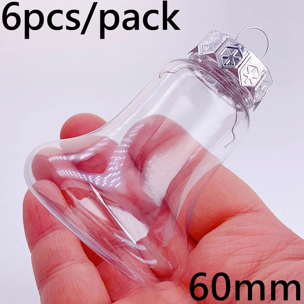 6pcs Transparent Shatterproof Christmas Baubles – 80mm Plastic Ornaments