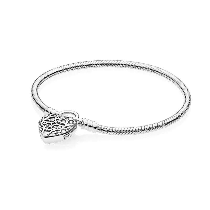 Adjustable 925 Sterling Silver Bracelet – DIY Fashion Charm Jewelry for Women