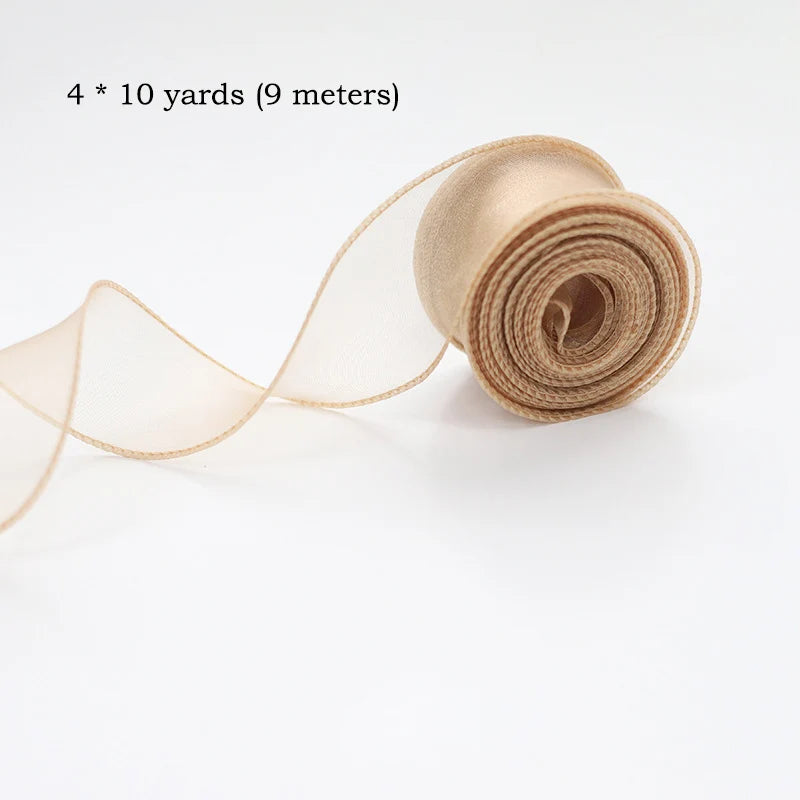 Chiffon Silk Ribbon Roll – Organza Satin (10 Yards, for Crafts & Decoration)