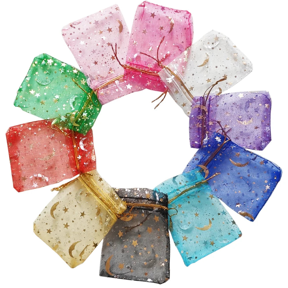 Multicolor Moon Star Organza Pouches – Jewelry & Candy Bags