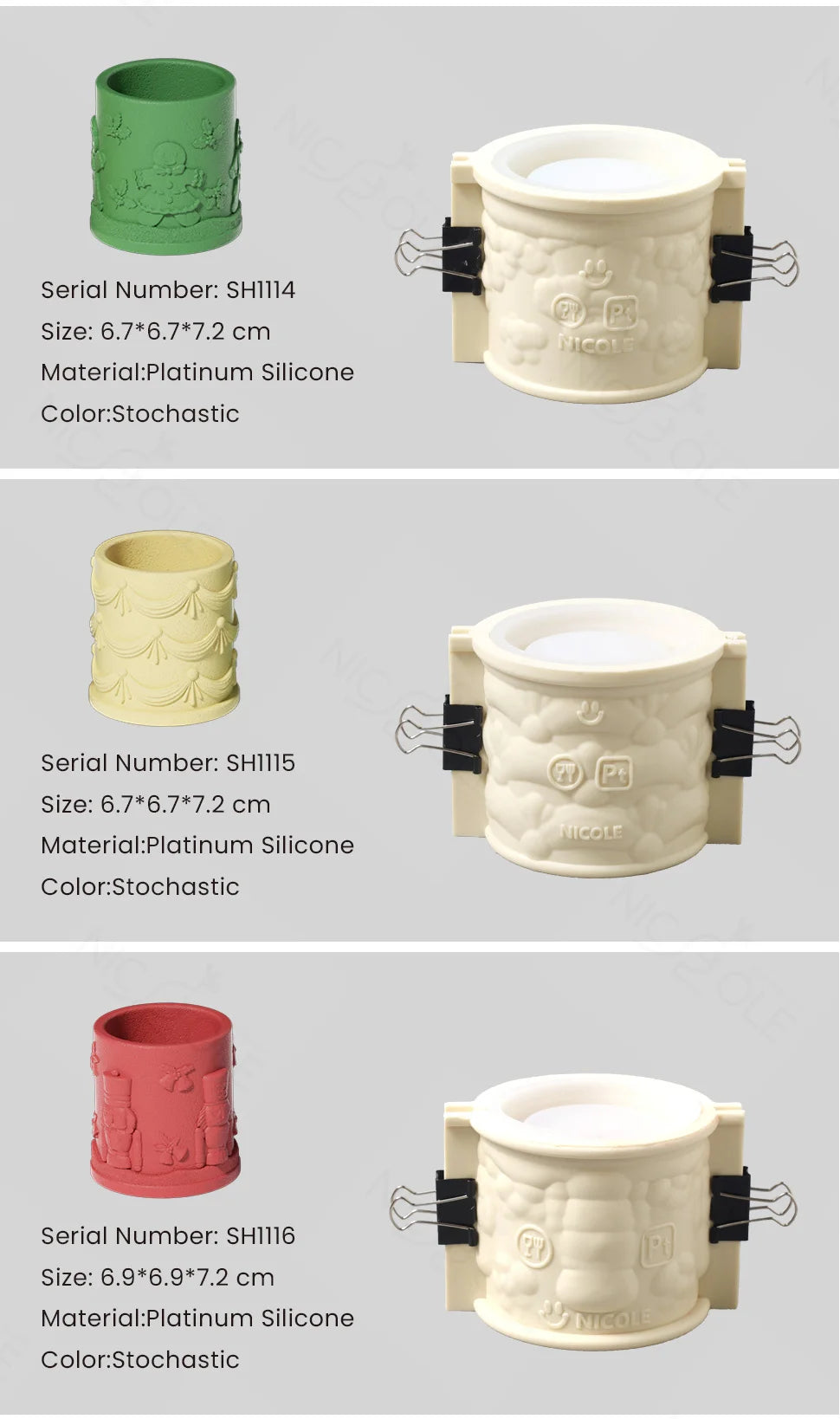 Christmas Candle Jar Silicone Mold – Nicole Christmas Tales Gypsum & Jesmonite Mold